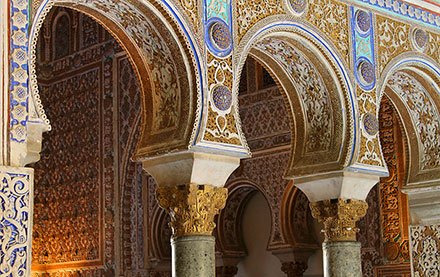Moorish architecture inside the Seville Alcázar