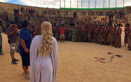 Emilia Clarke on the set of the Osuna's bullring